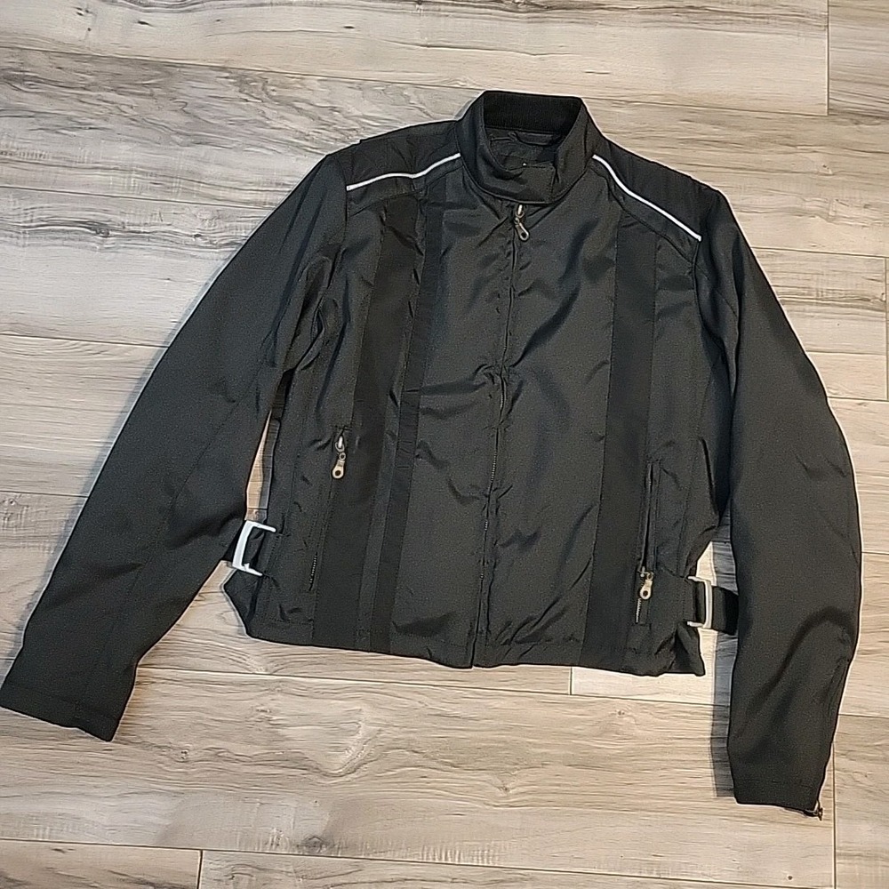 USA BD‎ Biker Design Motorcycle Jacket Womens Large Water Resistent  Long Sleeve